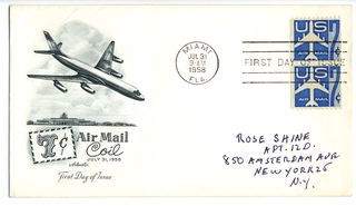 Image: airmail flight cover: Seven-cent Air Mail Coil, first day of issue