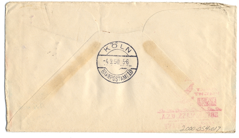 Image: airmail flight cover: United States Air Mail, FAM-24, Boston - Cologne route
