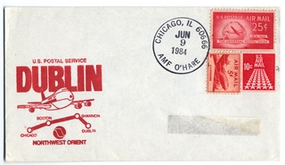 Image: airmail flight cover: Northwest Orient Airlines, Chicago - Dublin, Ireland route