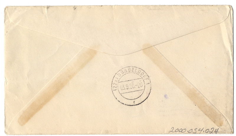 Image: airmail flight cover: United States Air Mail, FAM-24, New York - Dusseldorf route