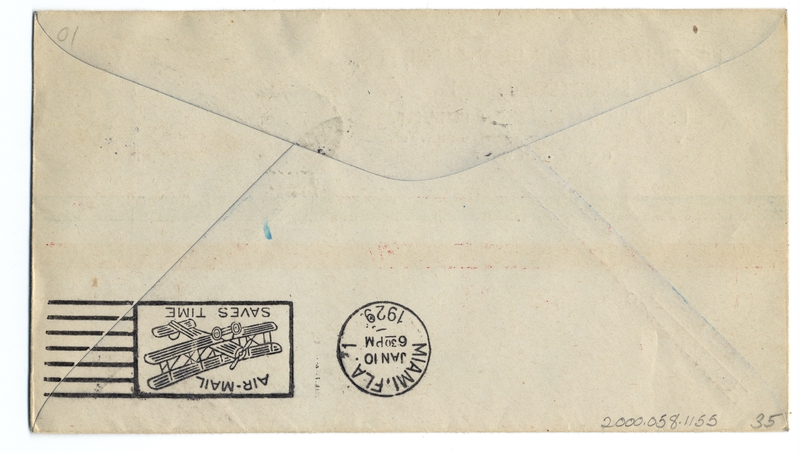 Image: airmail flight cover: United States Air Mail, FAM-6, first airmail flight, San Juan, Puerto Rico - Miami route, Captain Basil Rowe