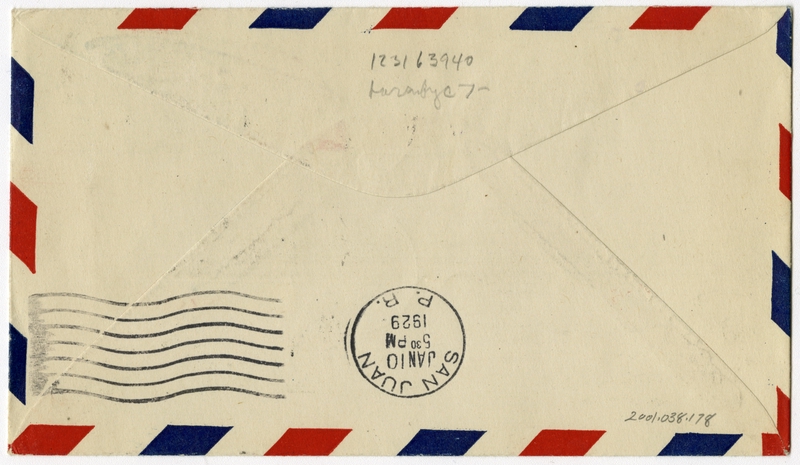 Image: airmail flight cover: First airmail flight, FAM-6, Miami - San Juan route