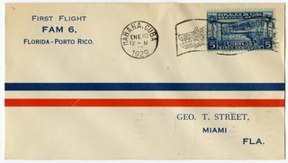 Image: airmail flight cover: Pan American Airways, FAM- 6, Havana - Miami route