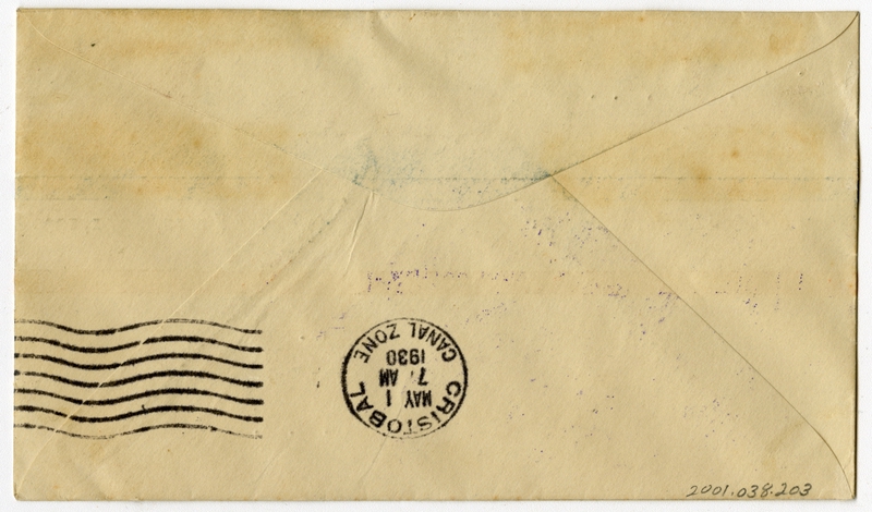 Image: airmail flight cover: First airmail flight, FAM-5, Cristobal, Canal Zone  - Miami route, Col. Charles A. Lindbergh