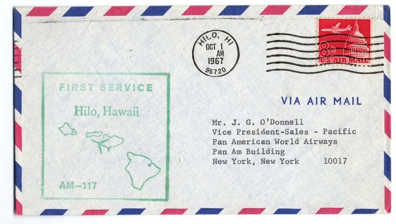 Image: airmail cover: First airmail service, Hilo to Honolulu, Hawaii