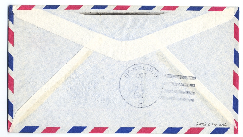 Image: airmail cover: First airmail service, Hilo to Honolulu, Hawaii