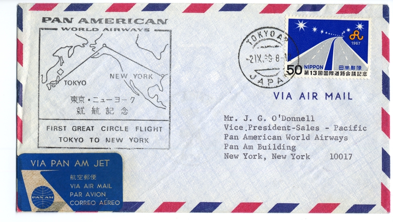 Image: airmail cover: Pan American World Airways, first “Great Circle” flight, Tokyo - New York