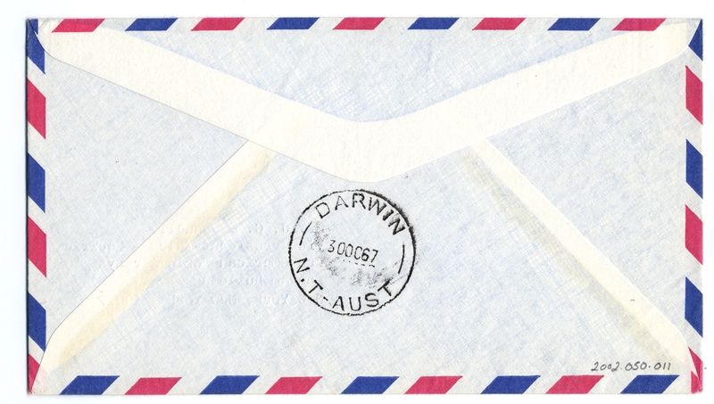 Image: airmail cover: Pan American World Airways, first airmail flight, Hong Kong - Darwin