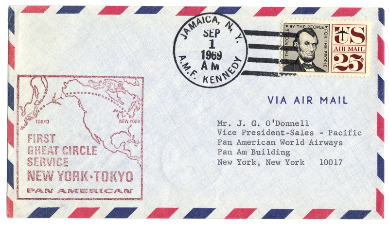 Image: airmail cover: Pan American World Airways, first “Great Circle” service, New York - Tokyo