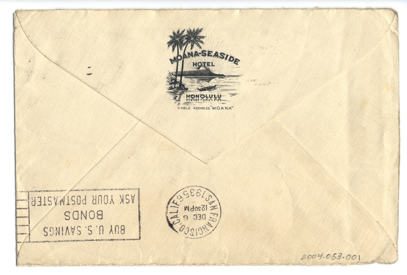 Image: airmail flight cover: Pan American Airways, FAM-14, first transpacific airmail flight, Honolulu - San Francisco (Alameda) route