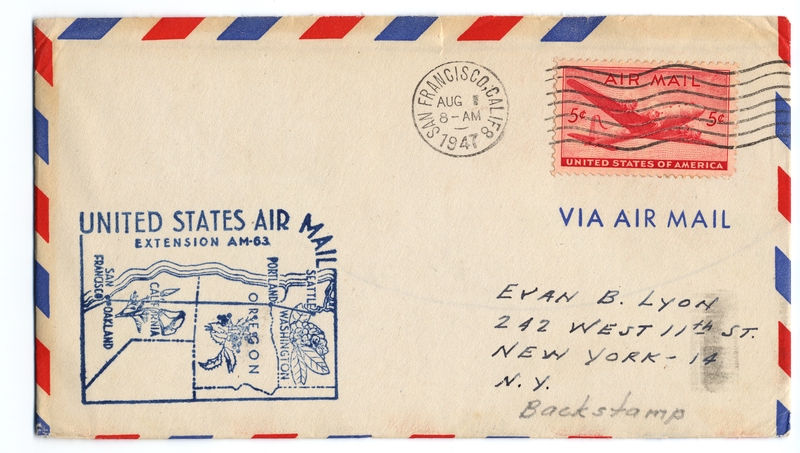 Image: airmail flight cover: AM-63, San Francisco - Seattle route