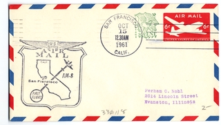 Image: airmail flight cover: United States Air Mail, San Francisco first airmail flight, commemorating AM-8