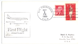 Image: airmail flight cover: Commemoration of first airmail flight, AM-31, San Francisco to Atlanta
