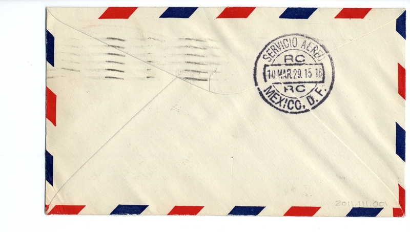 Image: airmail flight cover: FAM-8, Brownsville - Mexico City route