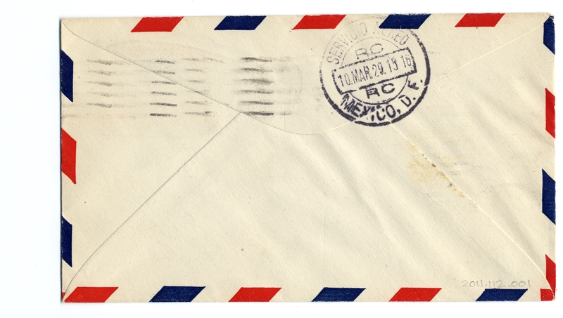 Image: airmail flight cover: FAM-8, Brownsville - Mexico City route