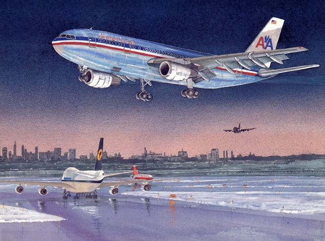 Greeting card: American Airlines, Airbus A300