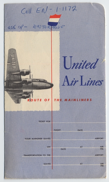 Image: flight information packet: United Air Lines