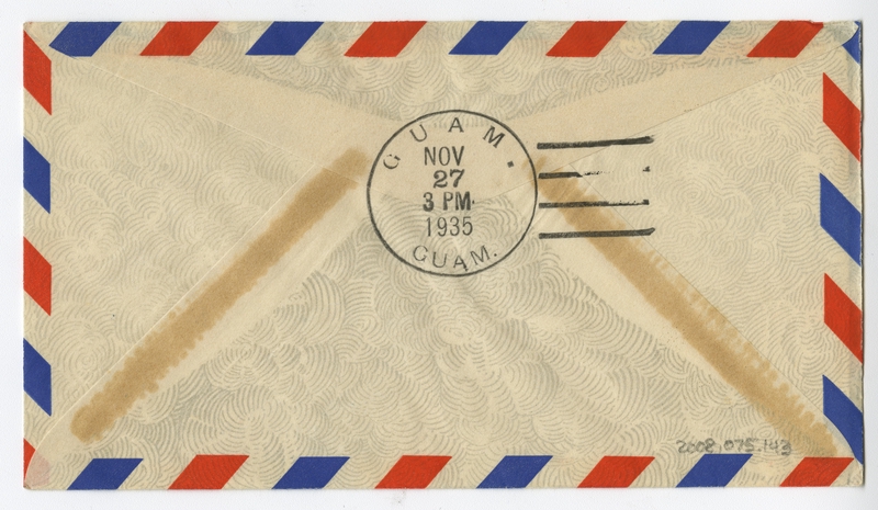 Image: airmail flight cover: Pan American Airways, FAM-14, first transpacific airmail flight, Honolulu - Guam route