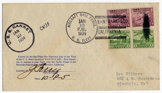 Image: airmail flight cover: San Diego - San Francisco Staging Flight Preceding First U.S. Navy Squadron Flight, San Francisco - Hawaii, January 10, 1934