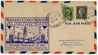 Image: airmail flight cover: Departure of first U.S. Navy Squadron flight, San Francisco - Hawaii, January 10, 1934