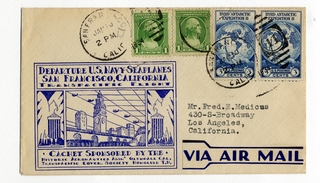Image: airmail flight cover: Departure of first U.S. Navy Squadron flight, San Francisco - Hawaii, January 10, 1934