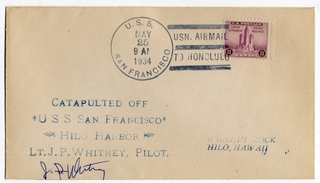 Image: airmail flight cover: U.S. Navy Pacific Ocean Survey Flight, May 25, 1934