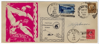 Image: airmail flight cover: Combination U.S. Navy Survey Flight over Wake Island, March 8, 1935; U.S. Navy Hawaii, Midway Island Mass Flight, May 9-11, 1935; Return Flight, May 23-24, 1935
