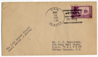 Image: airmail flight cover: U.S. Navy Hawaii, Midway Island Mass Return Flight, May 23-24, 1935
