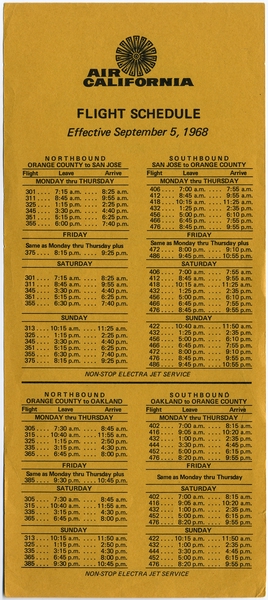 Image: timetable: Air California