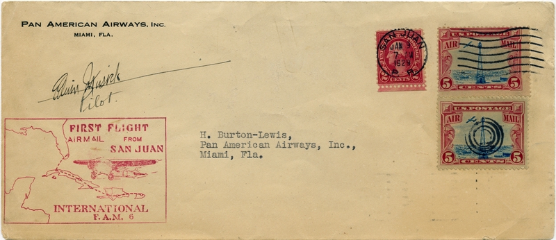 Image: airmail flight cover: Pan American Airways, FAM-6, Edwin C. Musick