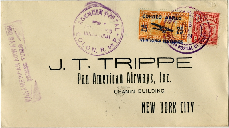 Image: airmail flight cover: Pan American Airways