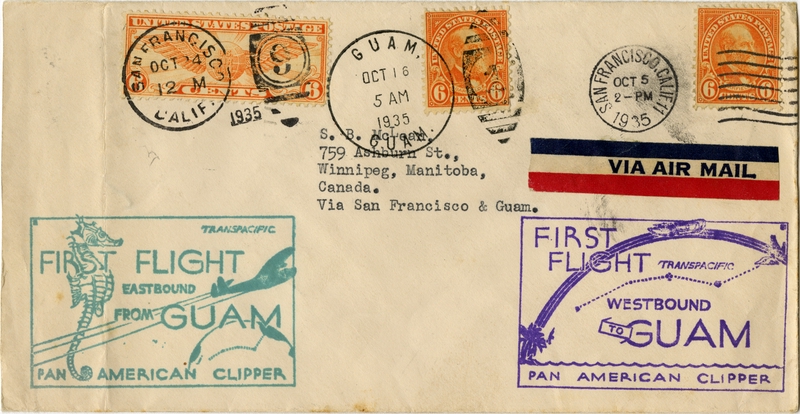 Image: airmail flight cover: Pan American Airways, Fourth Pacific survey flight, San Francisco - Guam