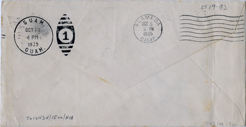 Image: airmail flight cover: Pan American Airways, Fourth Pacific survey flight, San Francisco - Guam