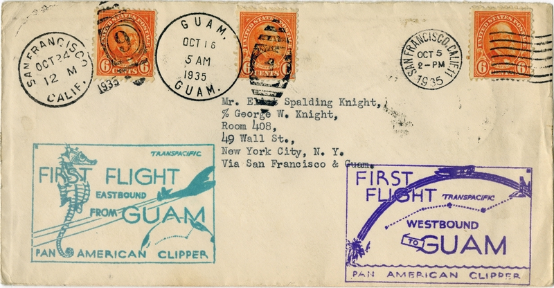 Image: airmail flight cover: Pan American Airways, Fourth Pacific survey flight, San Francisco - Guam