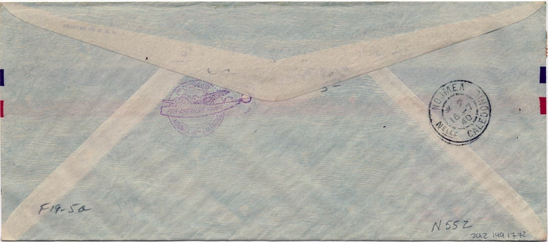 Image: airmail flight cover: Pan American Airways, first airmail flight, Canton Island - Noumea (New Caledonia) route