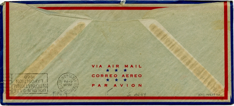 Image: airmail flight cover: Pan American Airways, first airmail flight, New Zealand - United States route