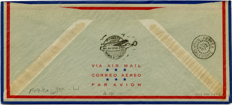 Image: airmail flight cover: Pan American Airways, first airmail flight, New Zealand - New Caledonia route