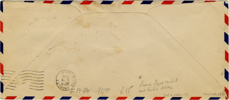 Image: airmail flight cover: Pan American Airways, first airmail flight, Noumea (New Caledonia) - Los Angeles route