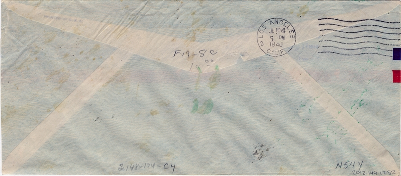 Image: airmail flight cover: Pan American Airways, first airmail flight, Noumea (New Caledonia) - Los Angeles route