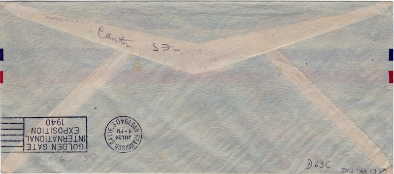 Image: airmail flight cover: Pan American Airways, first airmail flight, FAM-19, Canton Island - San Francisco route