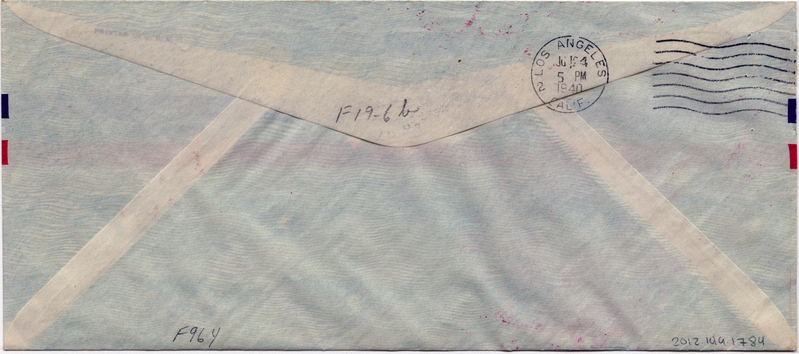 Image: airmail flight cover: Pan American Airways, first airmail flight, FAM-19, Canton Island - Los Angeles route