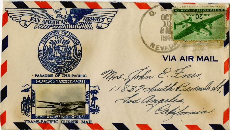 Image: airmail flight cover: Pan American Airways