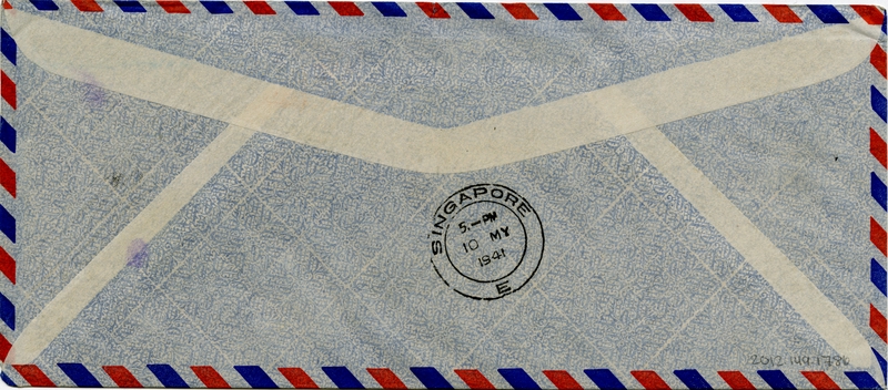 Image: airmail flight cover: Pan American Airways, first airmail flight, Guam - Singapore route