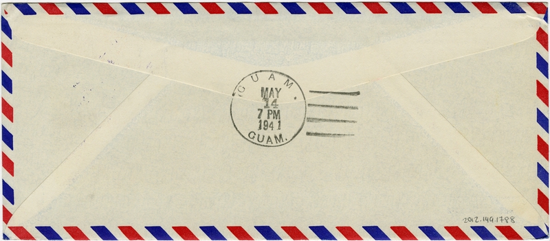 Image: airmail flight cover: Pan American Airways, first airmail flight, Singapore - Guam route