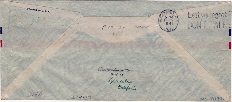 Image: airmail flight cover: Pan American Airways, first airmail flight, Suva (Fiji) - Auckland route