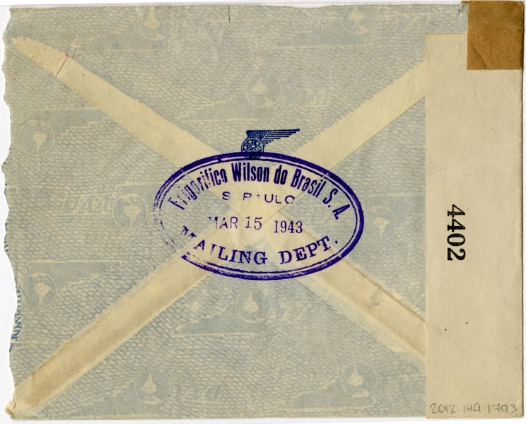 Image: airmail envelope: Pan American Airways, Panair do Brasil