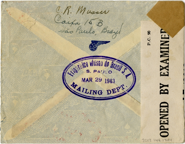 Image: airmail envelope: Pan American Airways, Panair do Brasil