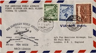 Image: airmail flight cover: Pan American World Airways, Lockheed Constellation