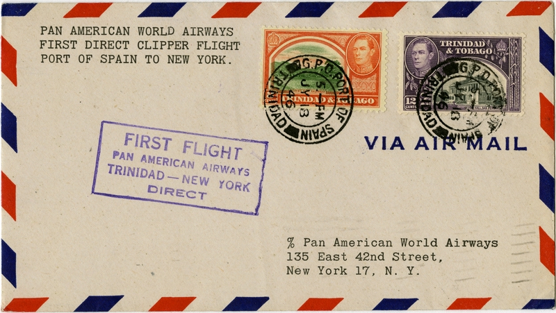 Image: airmail flight cover: Pan American World Airways, Port of Spain - New York route