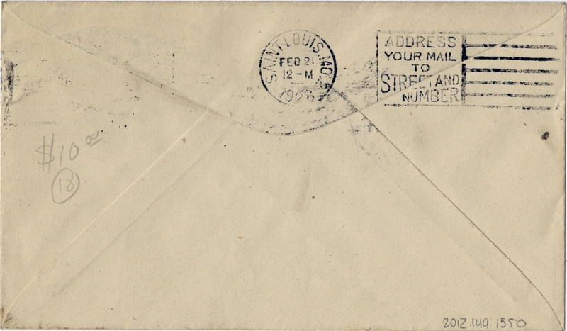 Image: airmail flight cover: Charles Lindbergh flight, CAM-2, Chicago - St. Louis route